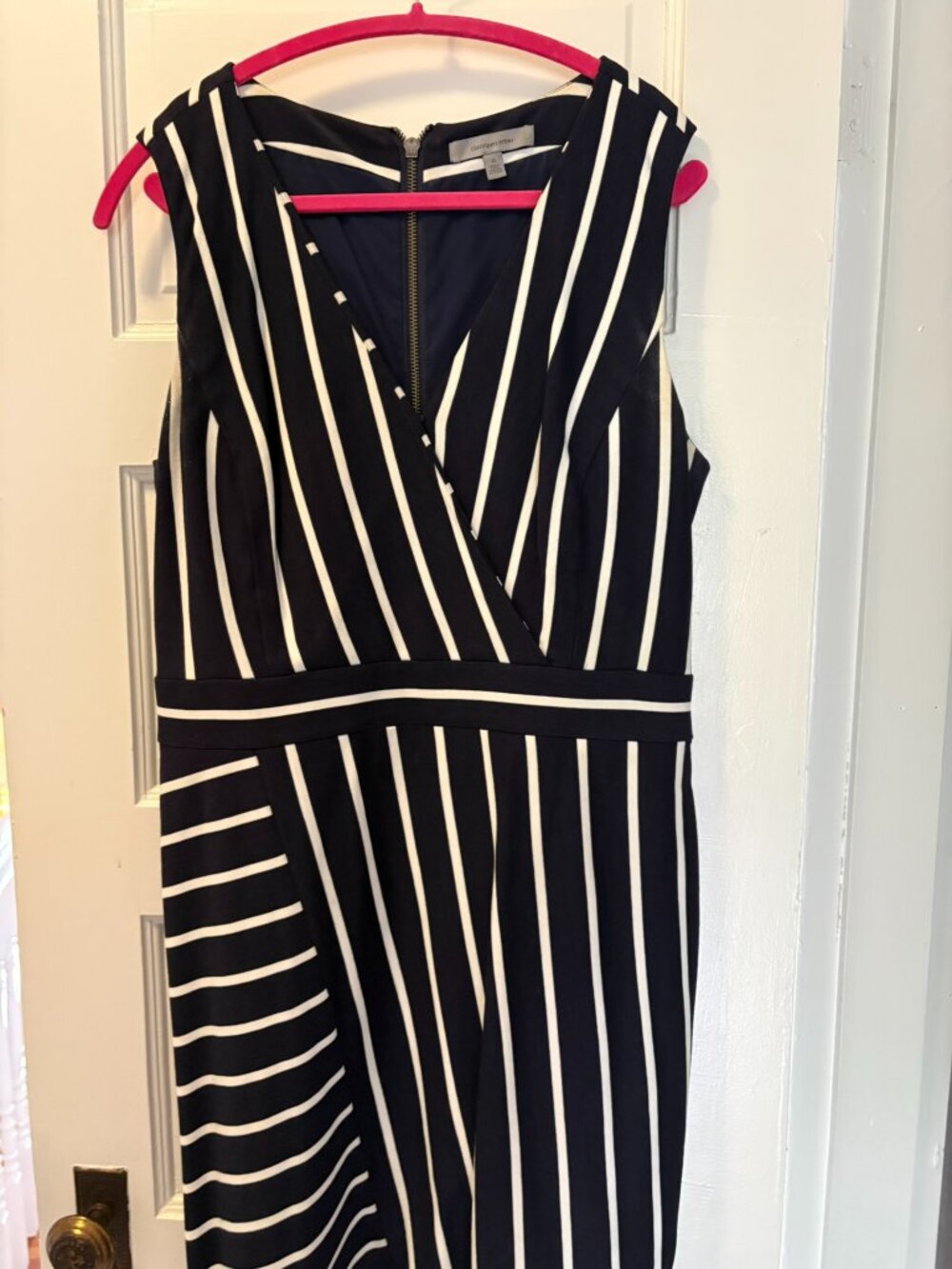 Classiques Entier Navy White Stripe Wrap Sheath Dress 12